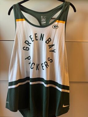 Nike Green Bay Packers White, Dark Green & Yellow Racerback Tank